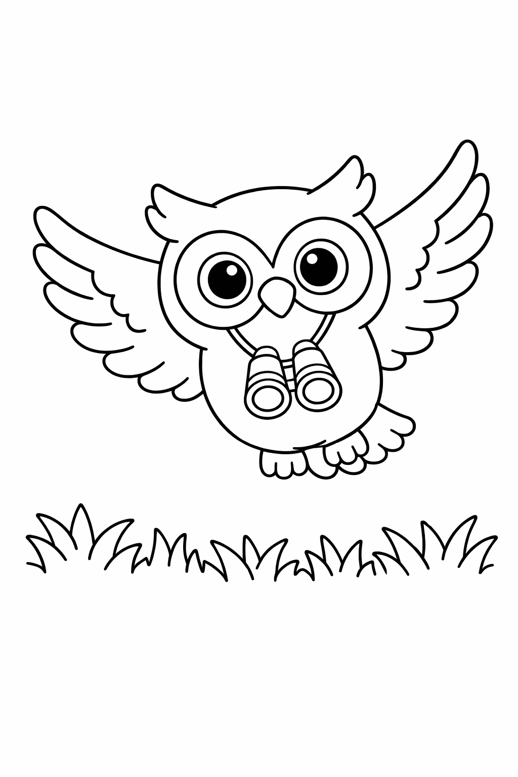 A cute owl swooping low over grass