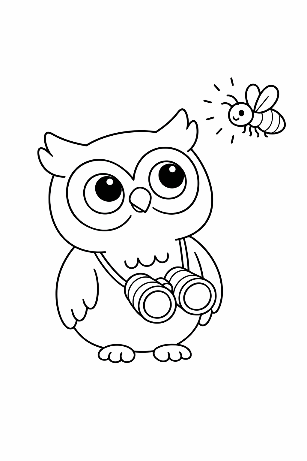 A cute owlet watching a firefly