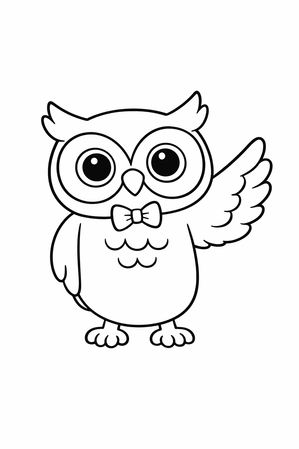 A cute owl stretching one wing