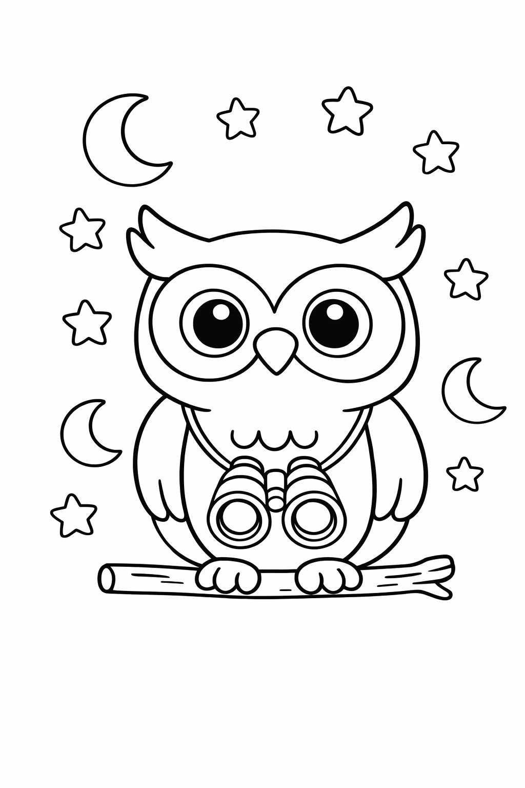 A cute owl perched and watching the stars