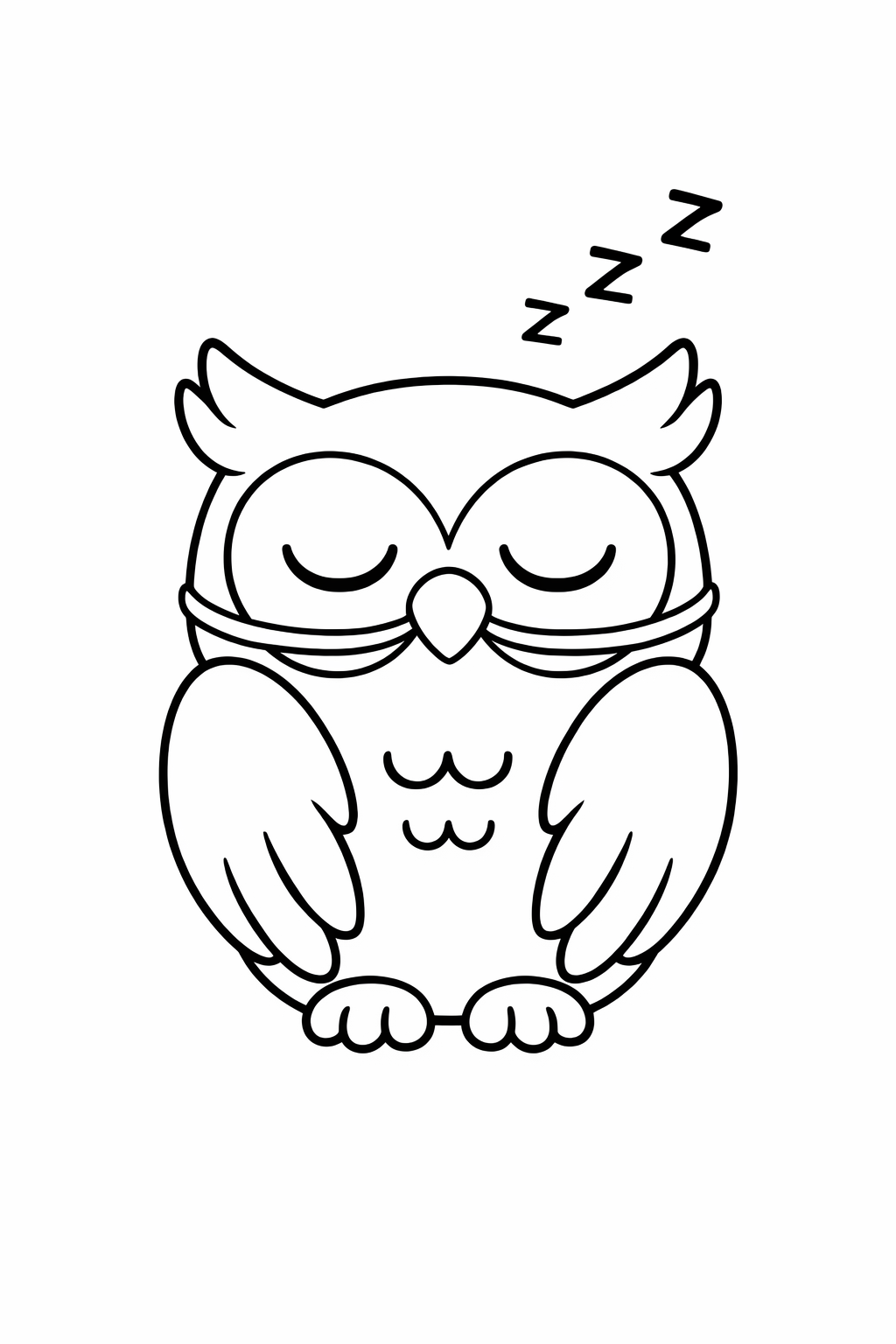 A cute owl napping with tucked wings