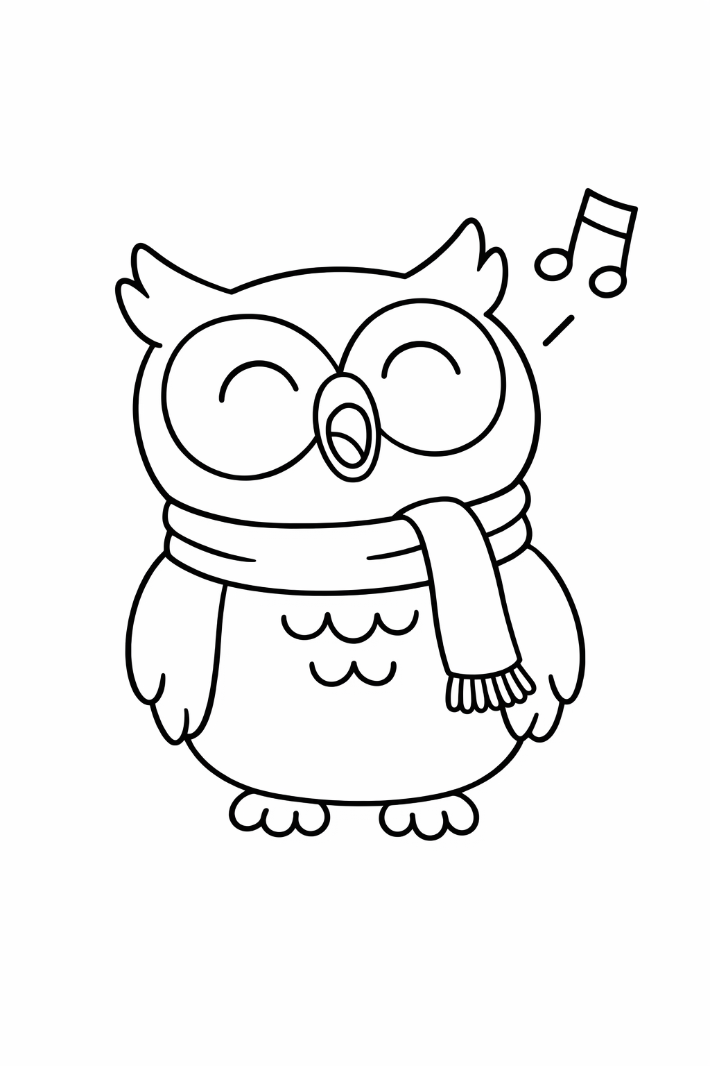 A cute owl hooting with its beak open