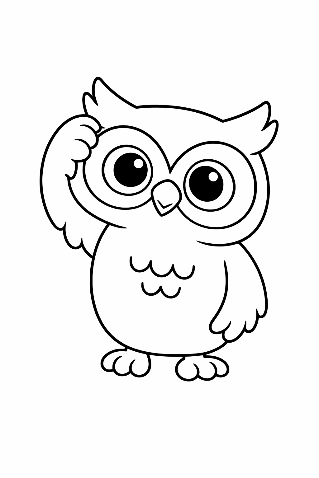 A cute owl scratching its head with one claw