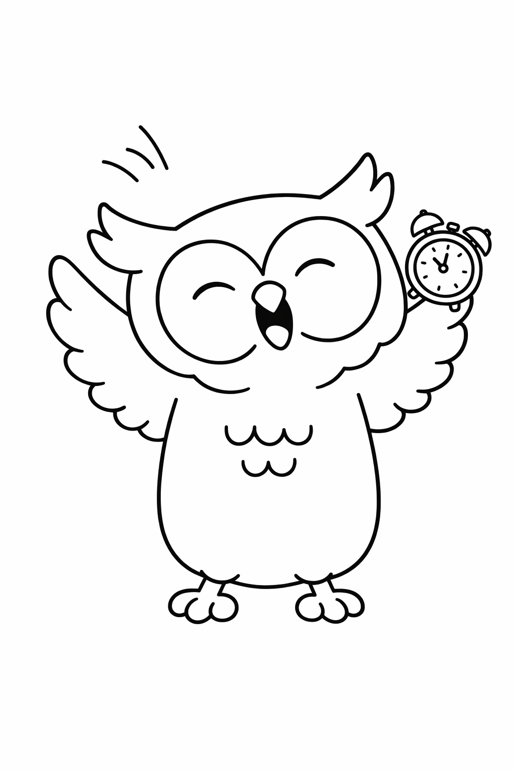 A cute owlet waking up and stretching