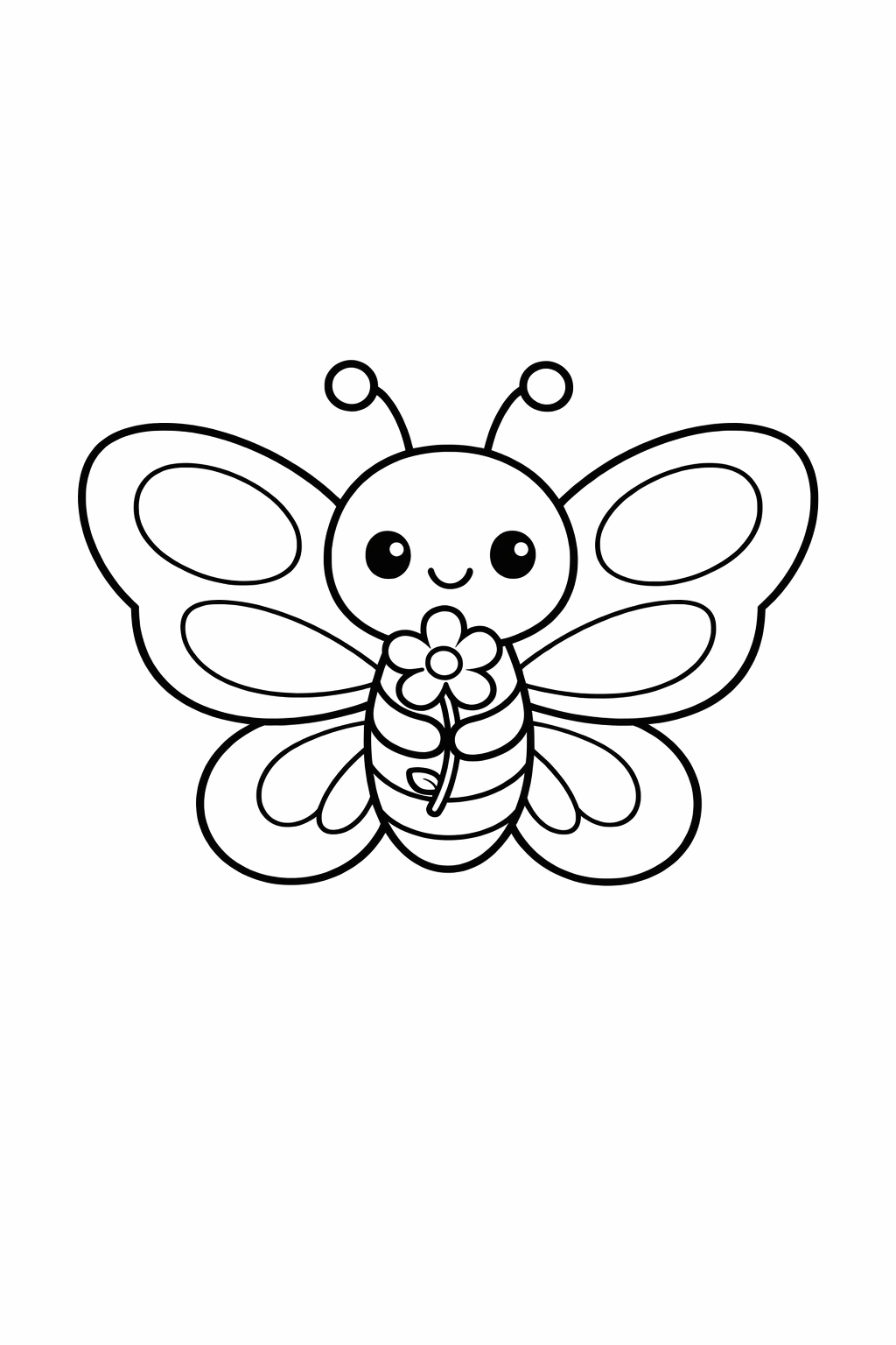 A cute butterfly holding a small flower