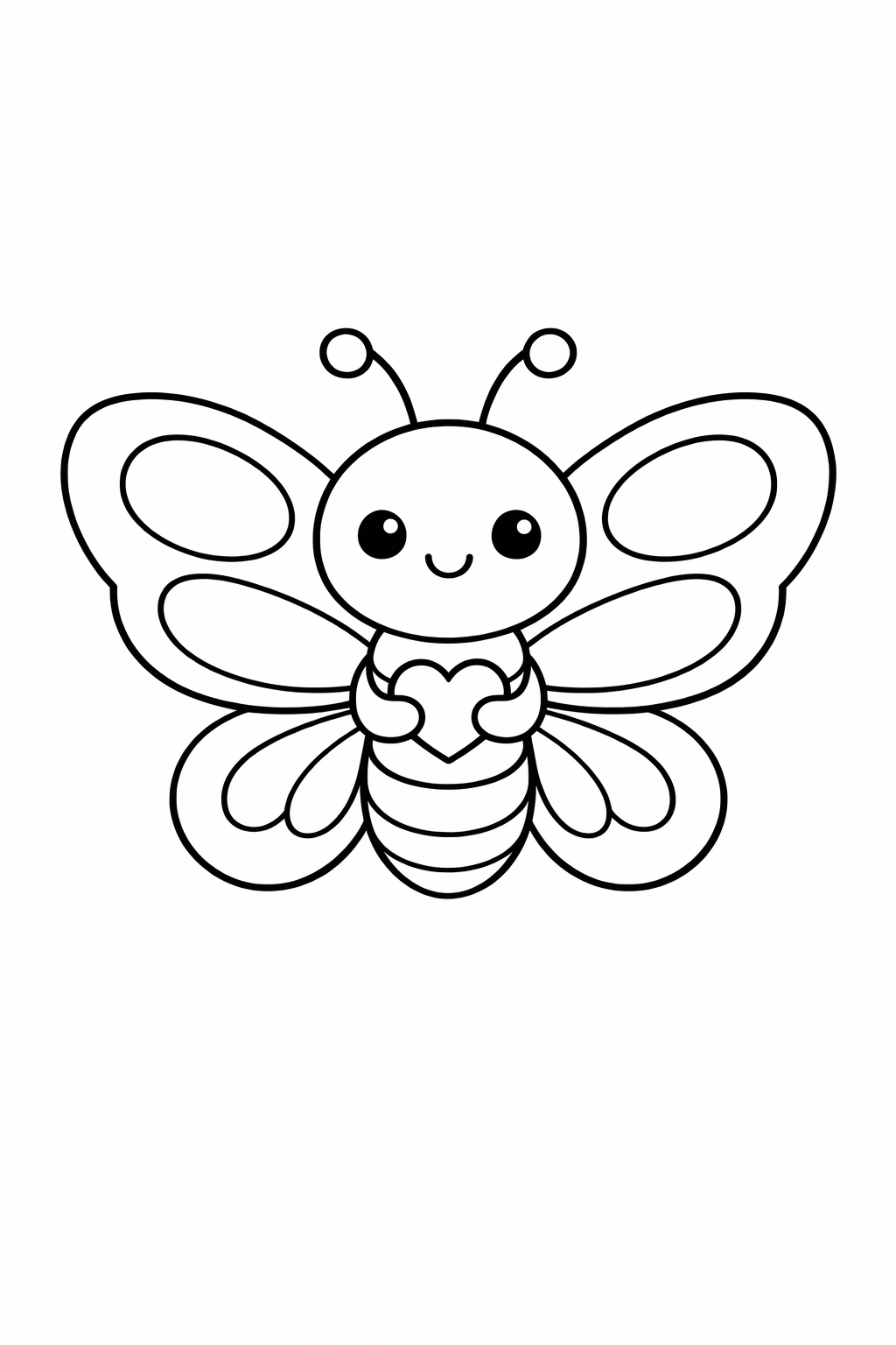 A cute butterfly holding a tiny heart