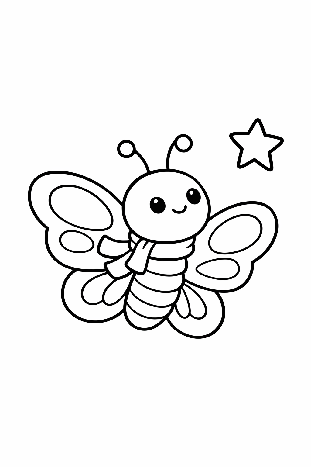 A cute butterfly looking at a star