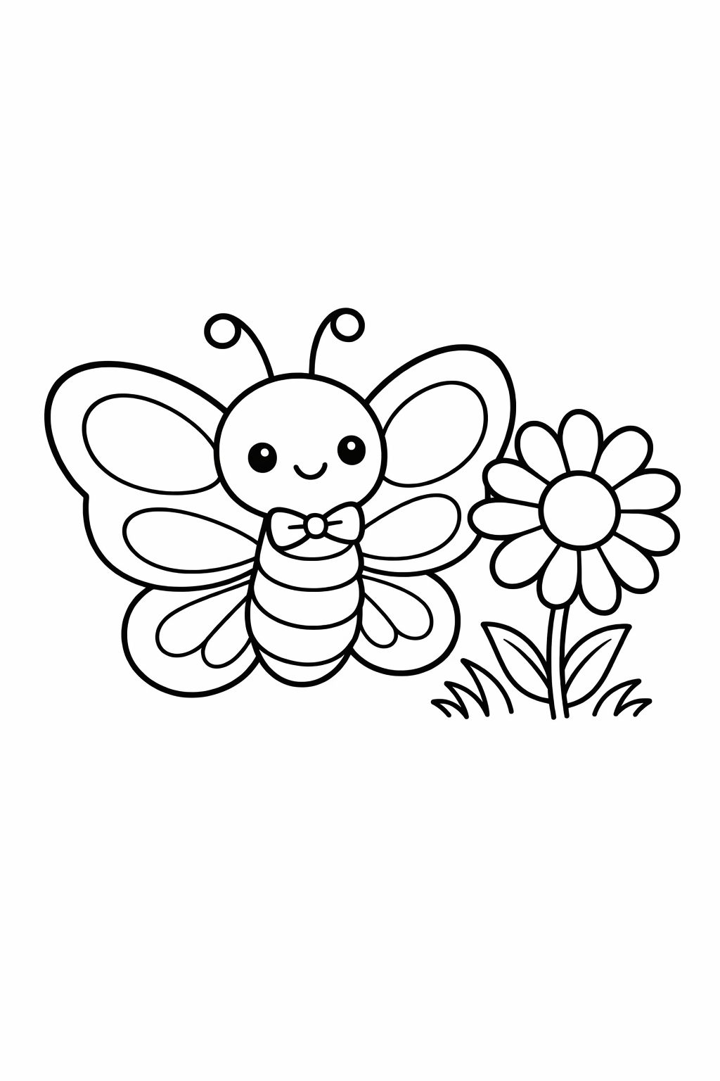 A cute butterfly sitting beside a daisy