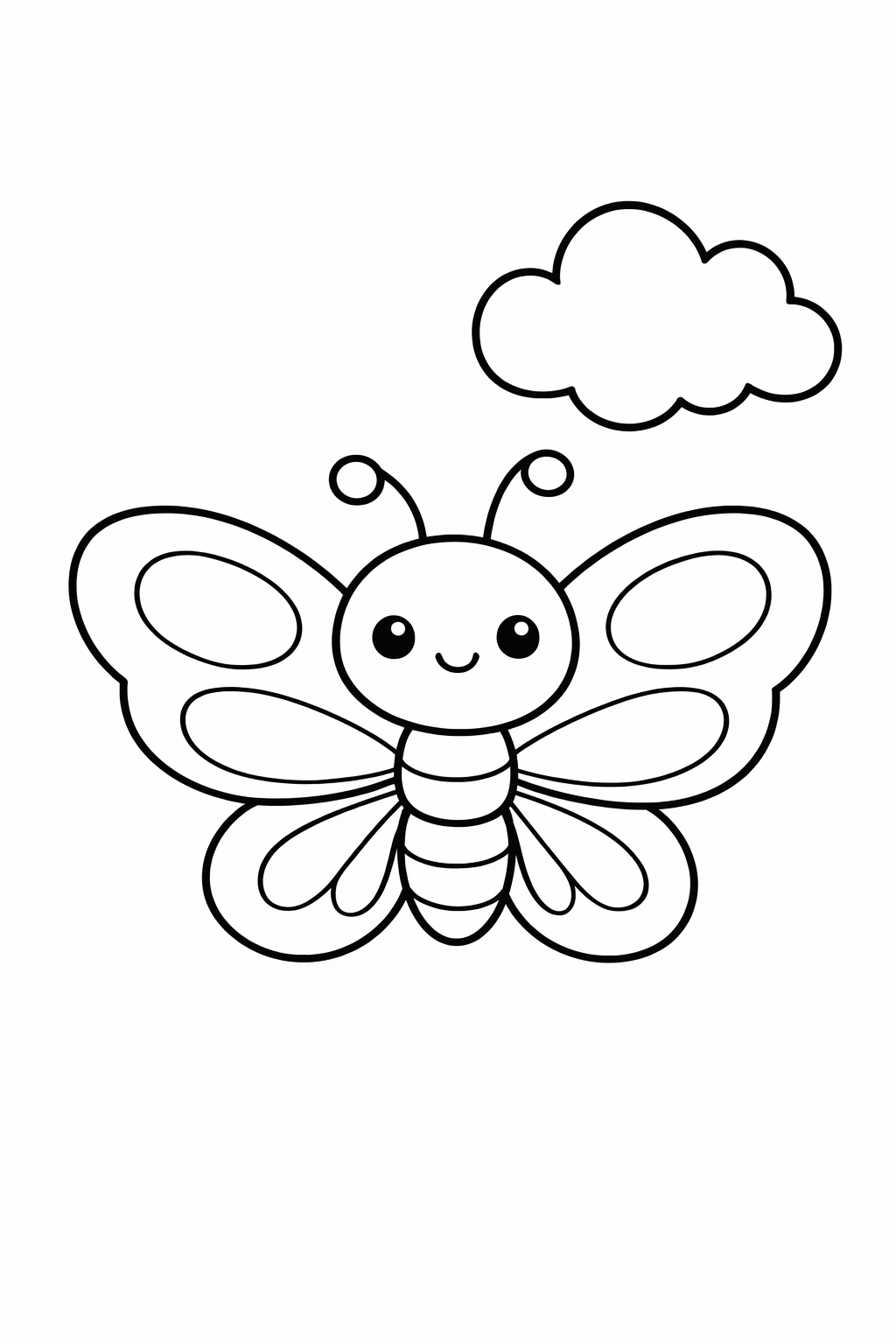A cute butterfly floating near a cloud