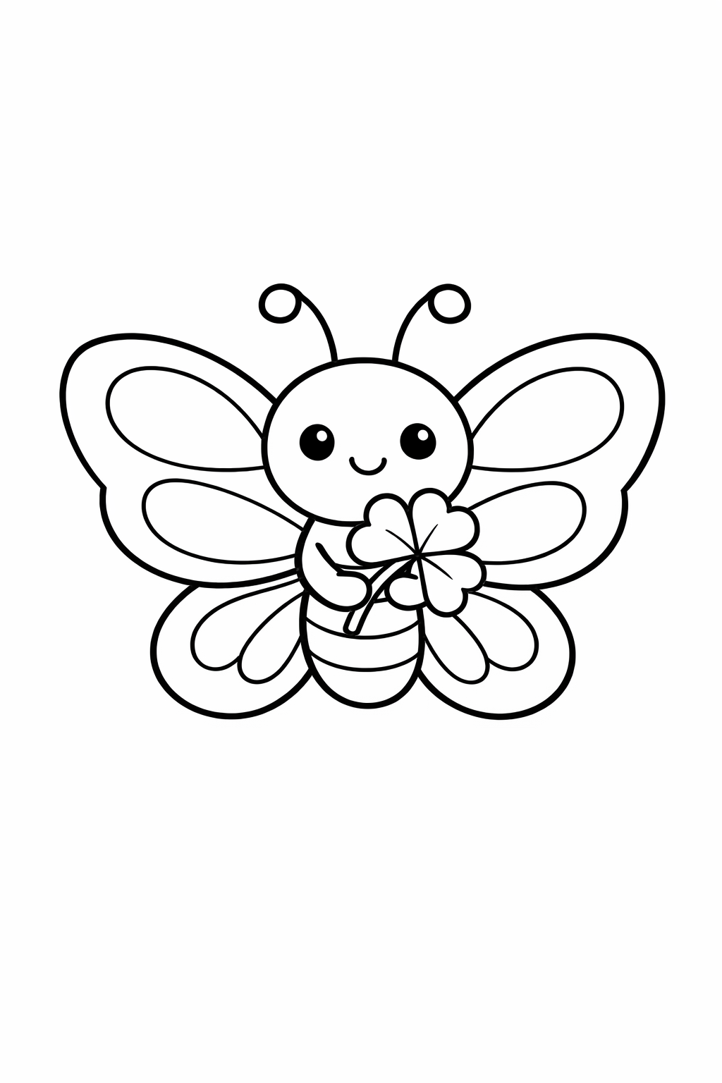 A cute butterfly holding a clover