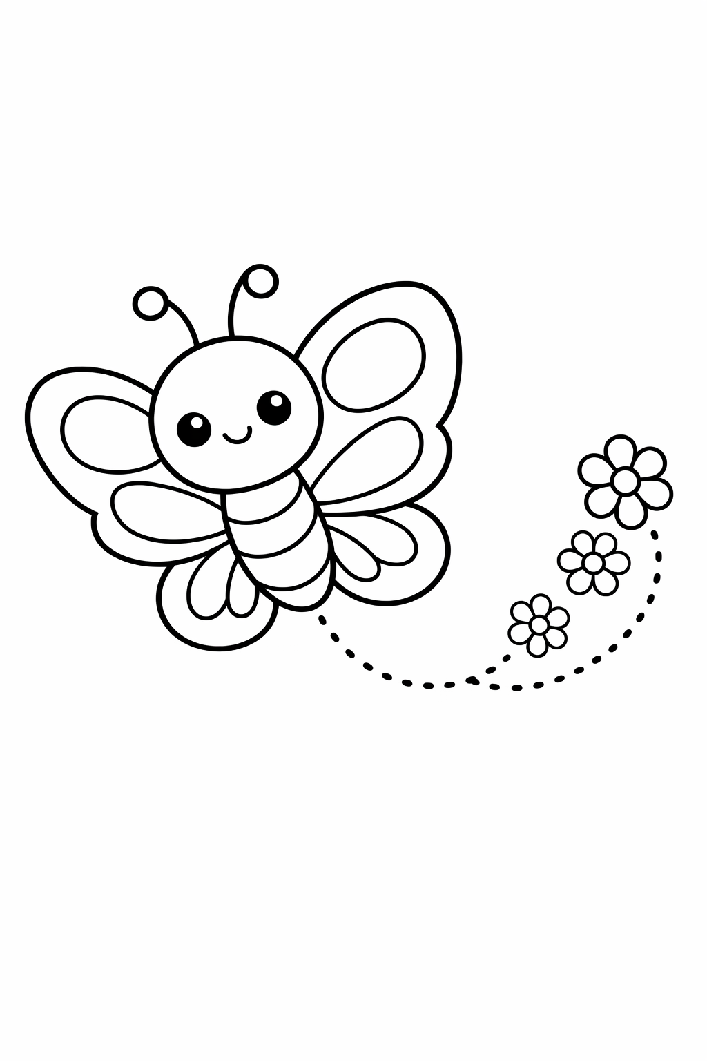 A cute butterfly flying with a flower trail