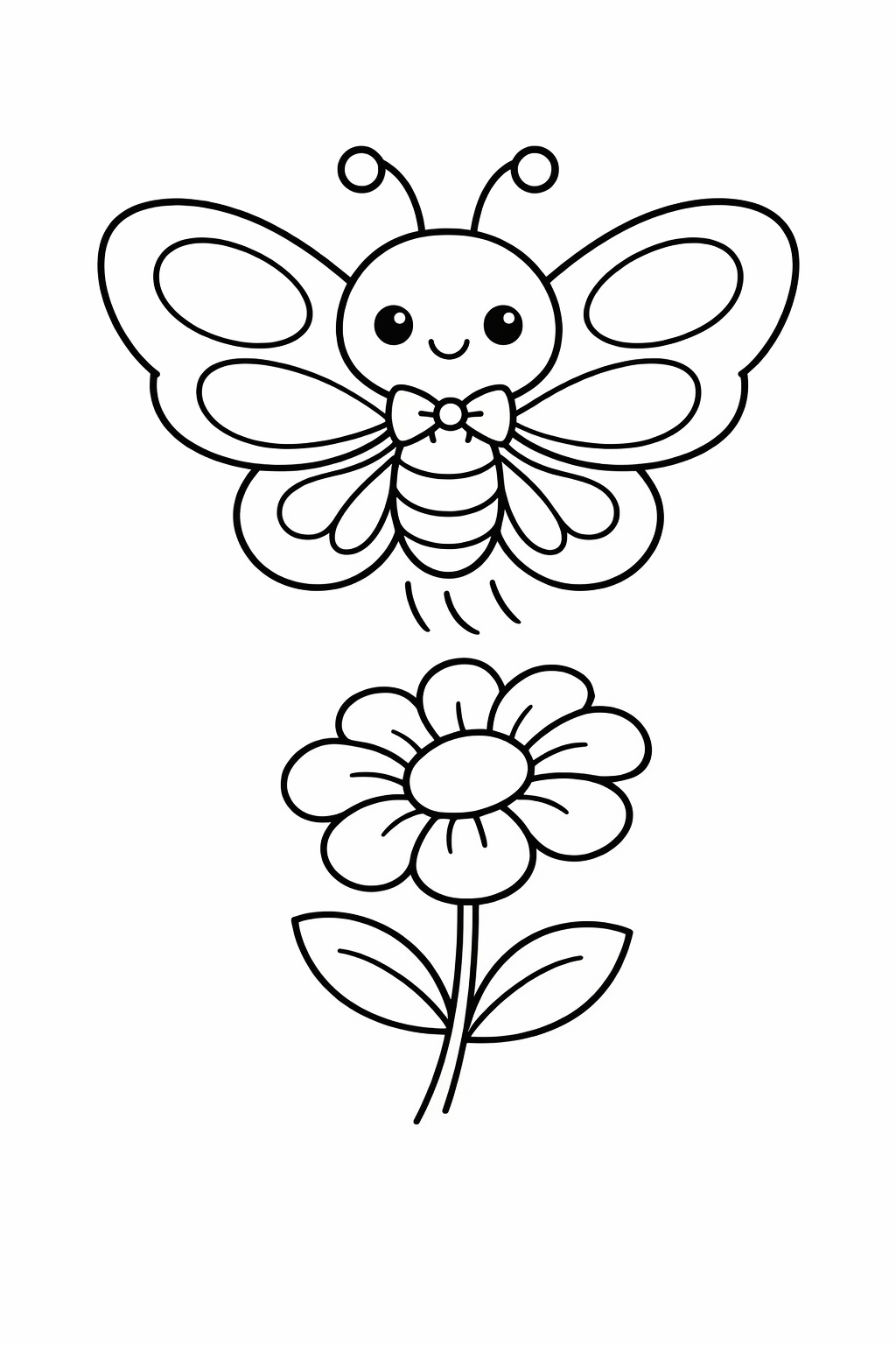 A cute butterfly fluttering above a flower