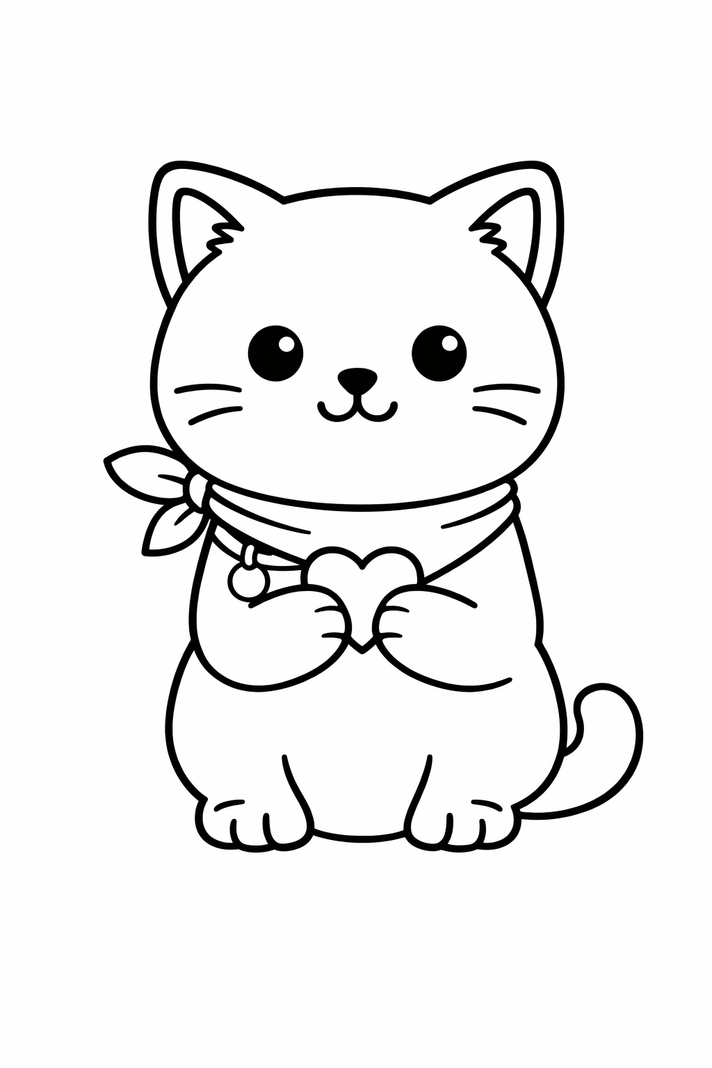 A British Shorthair holding a small heart with both paws.