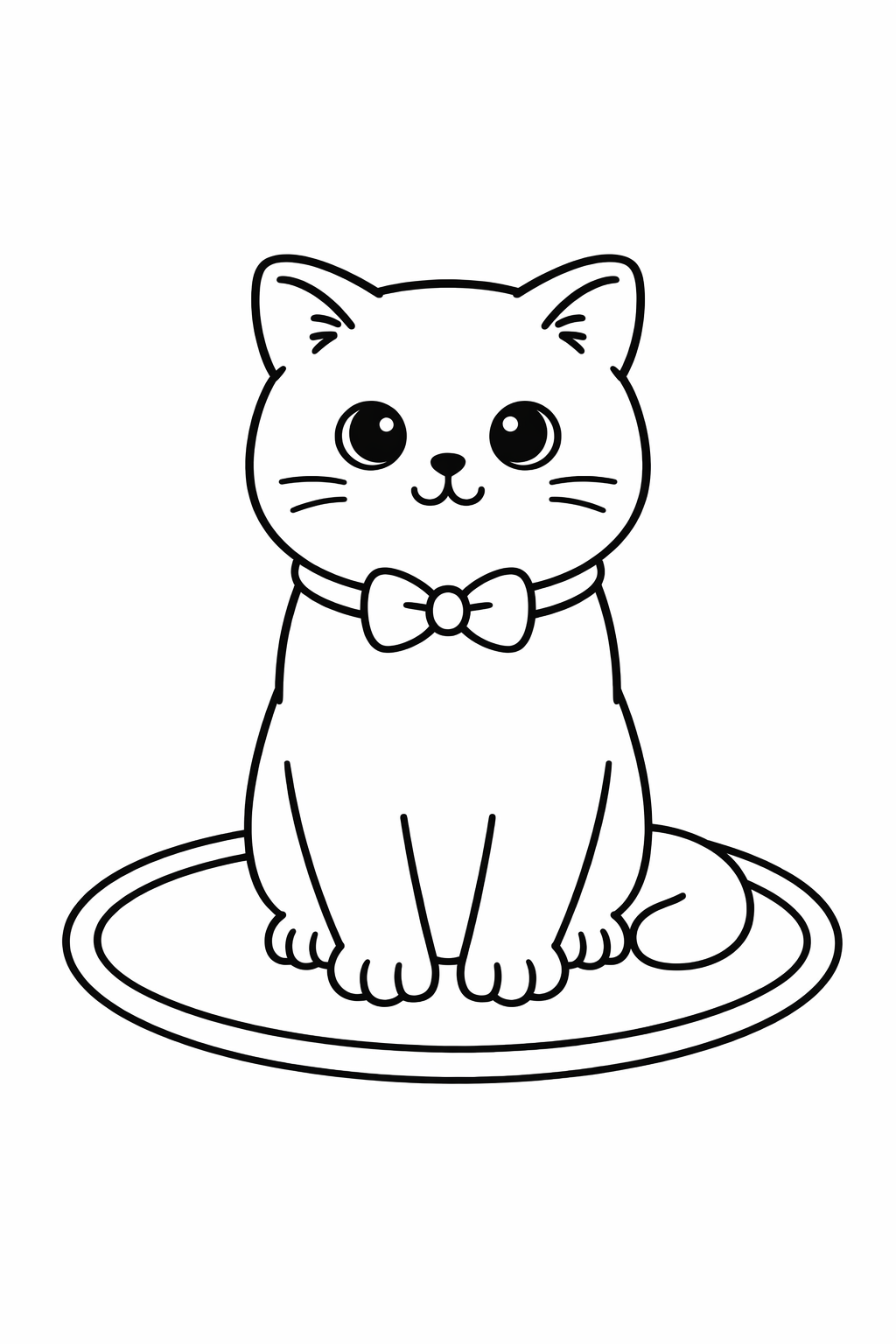 A British Shorthair cat standing inside a simple hula hoop circle.