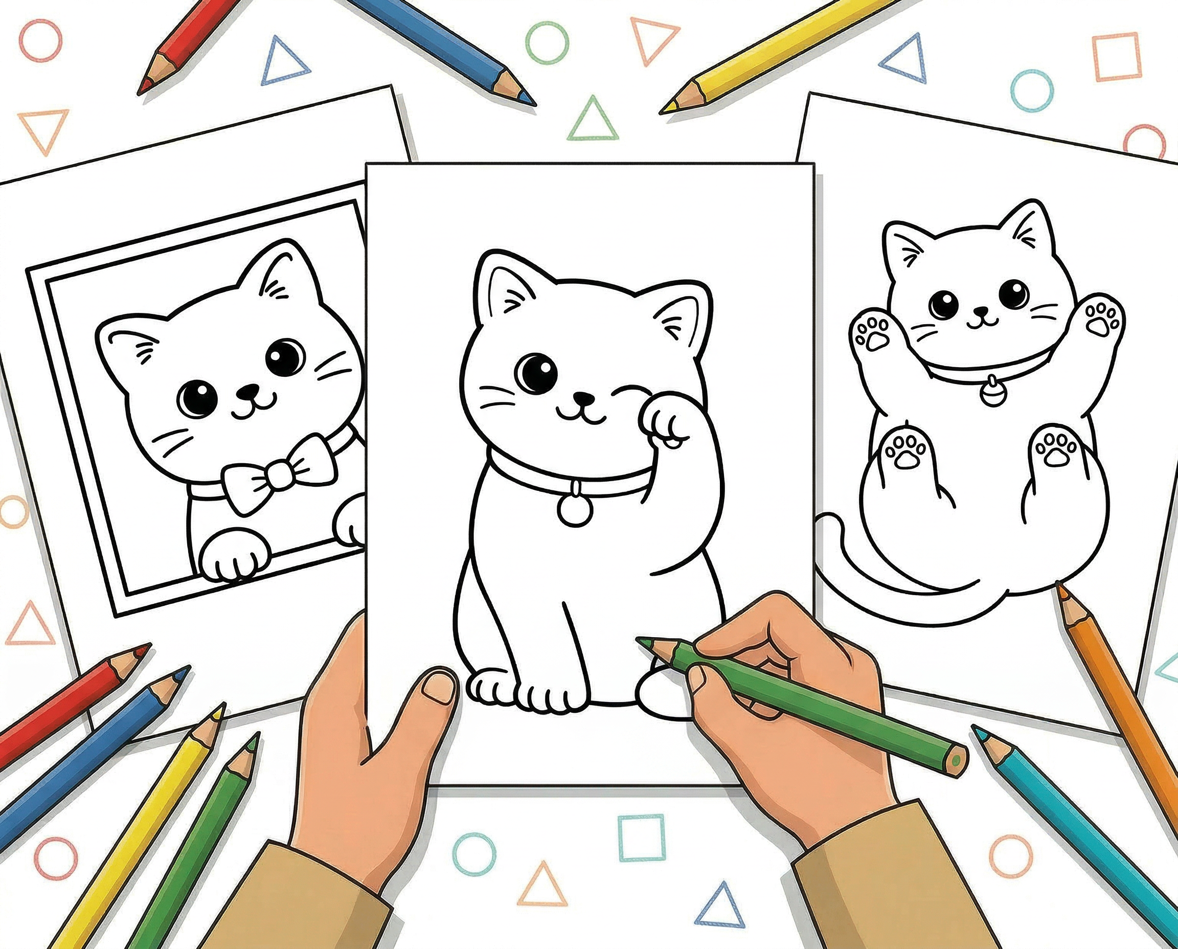 48 Easy Cute Cat Coloring Pages (Free Printable PDFs for Kids) hero image before