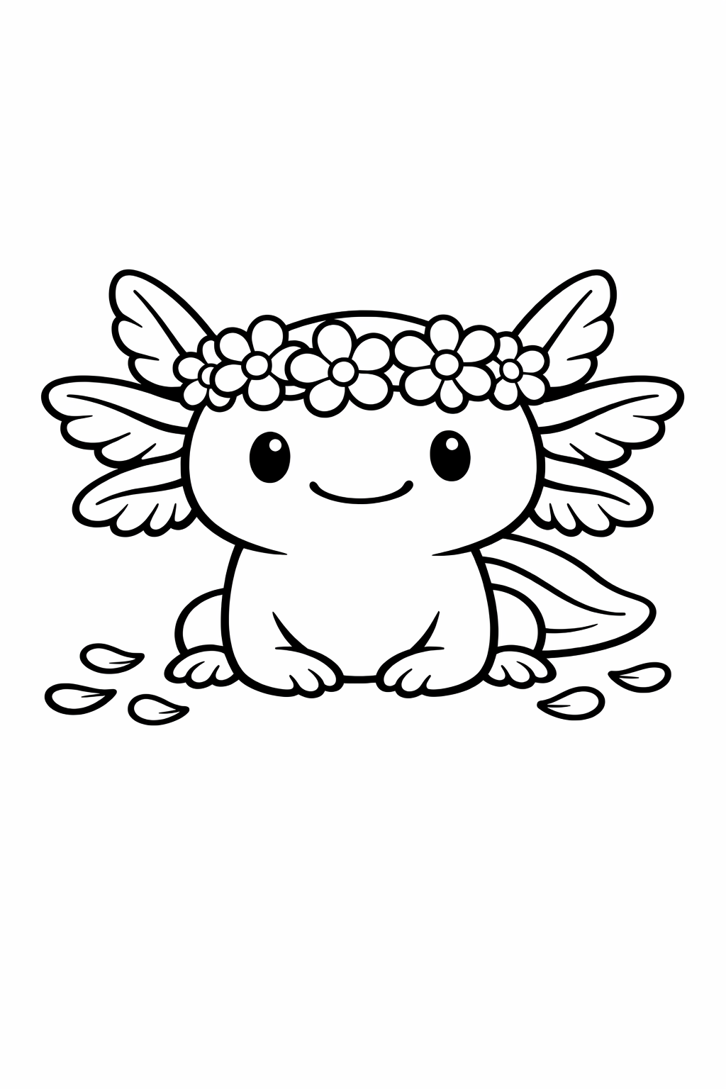 Axolotl with a simple flower crown