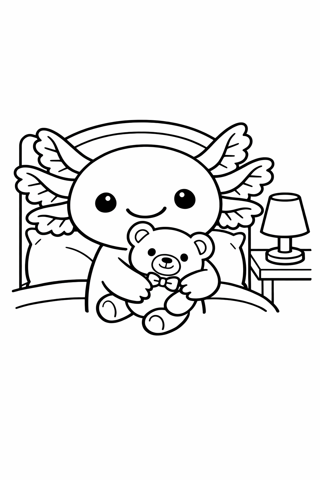 Axolotl with a teddy bear