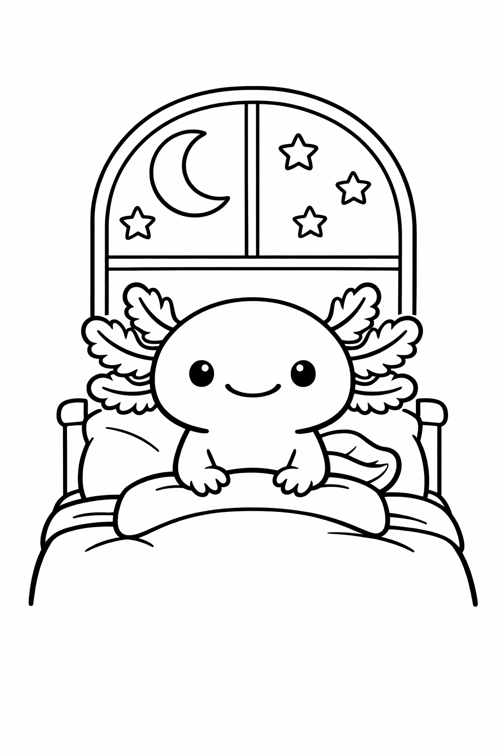 Axolotl under a starry night window