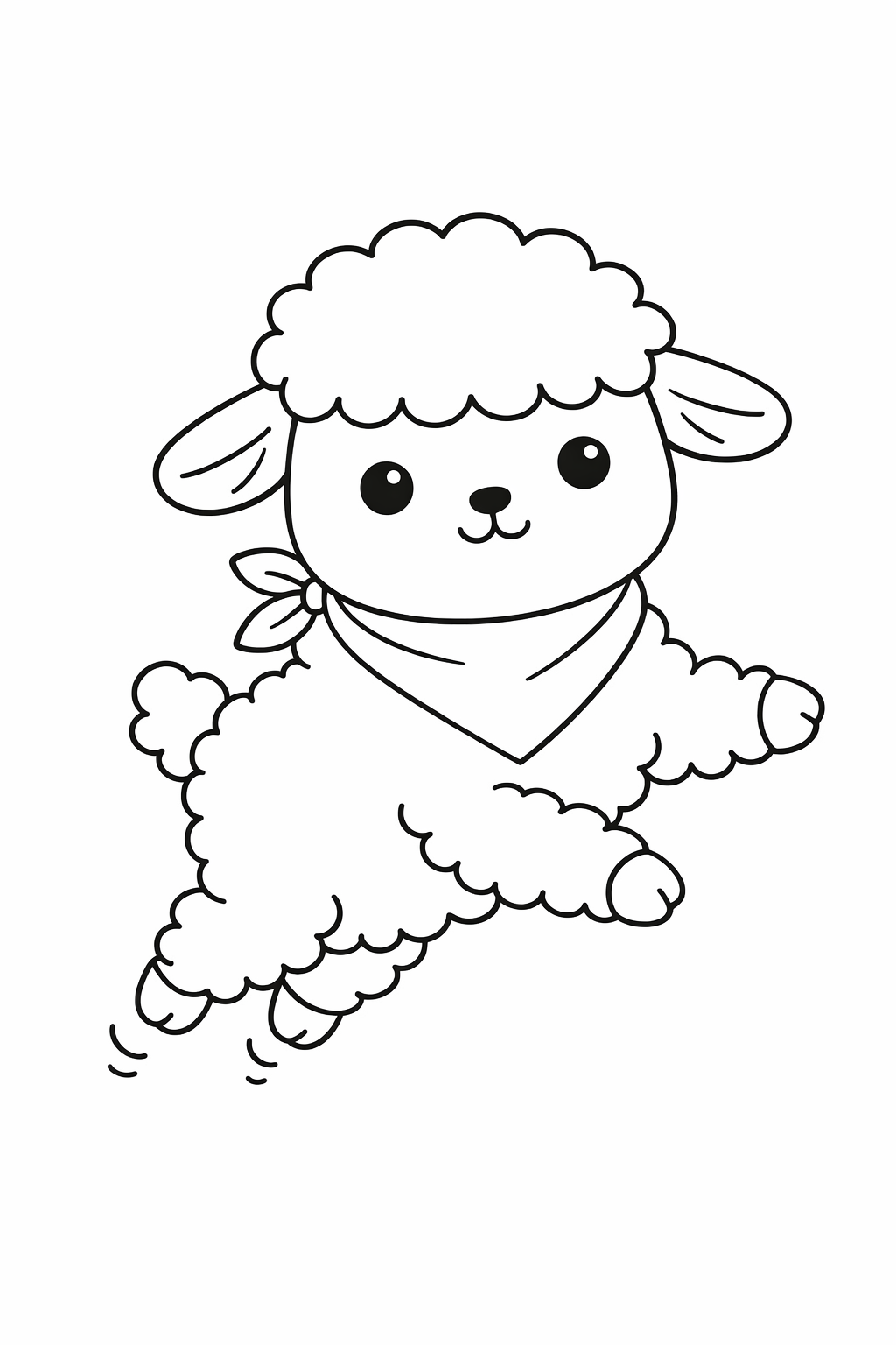 A cute lamb hopping.