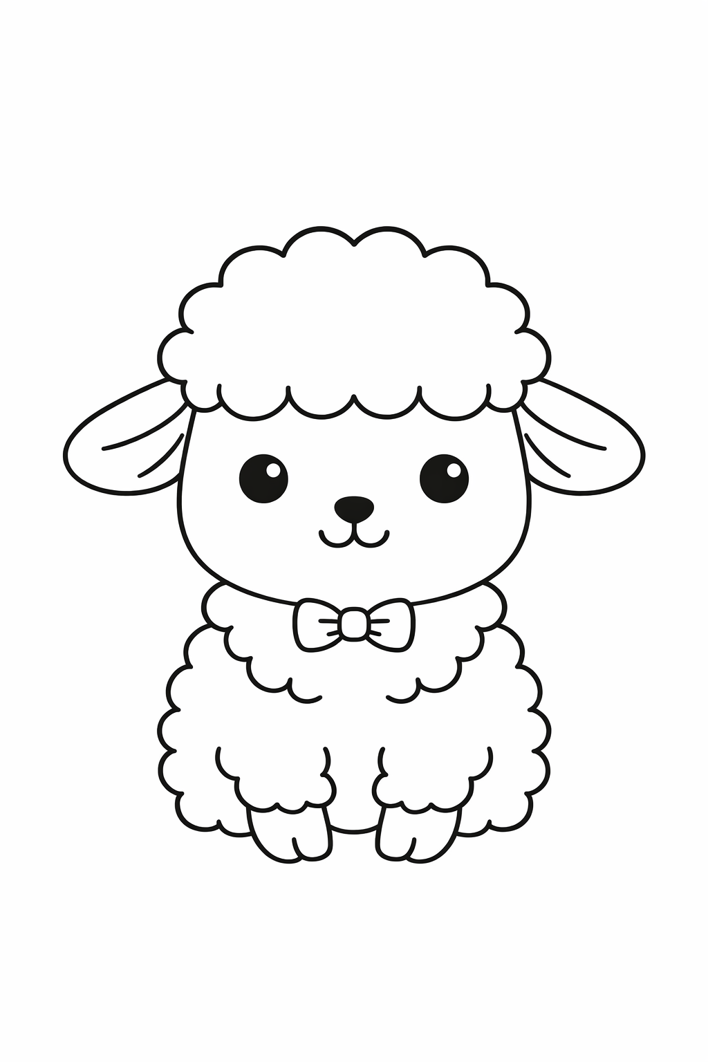 A cute lamb sitting still with a gentle smile.