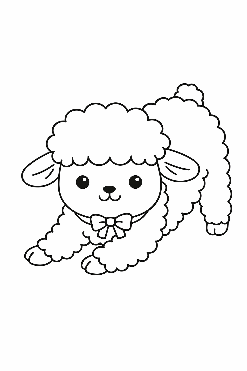 A cute lamb stretching.