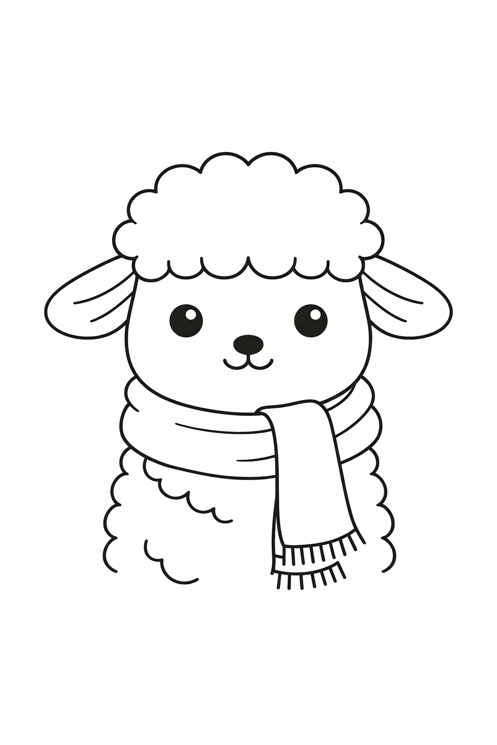A cute lamb wearing a scarf.