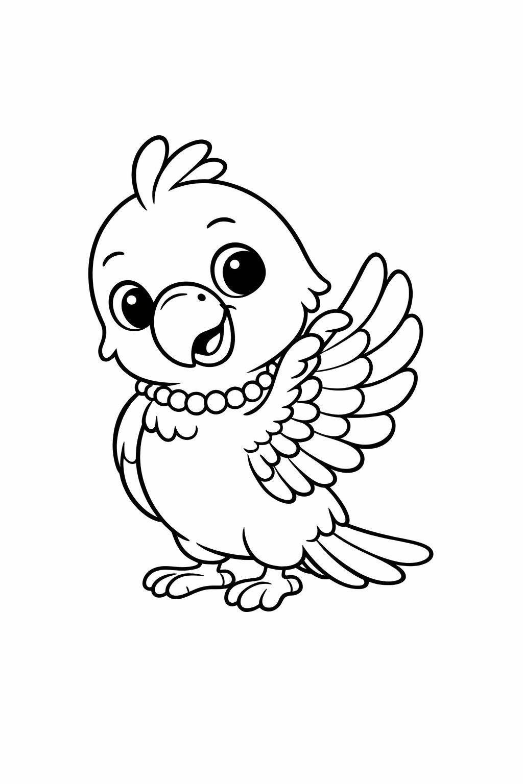 A cute parrot preening one wing