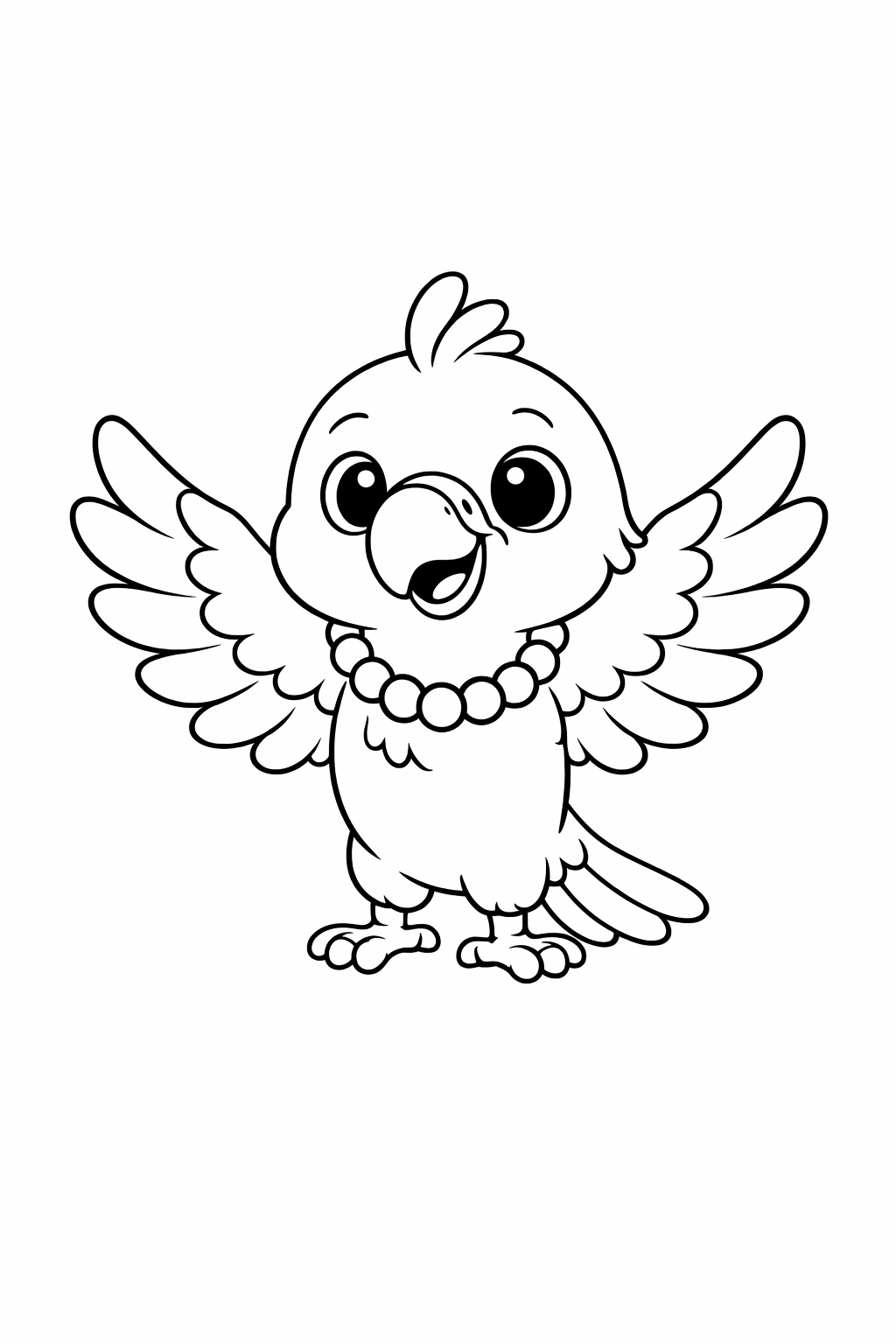 A cute parrot opening its wings wide