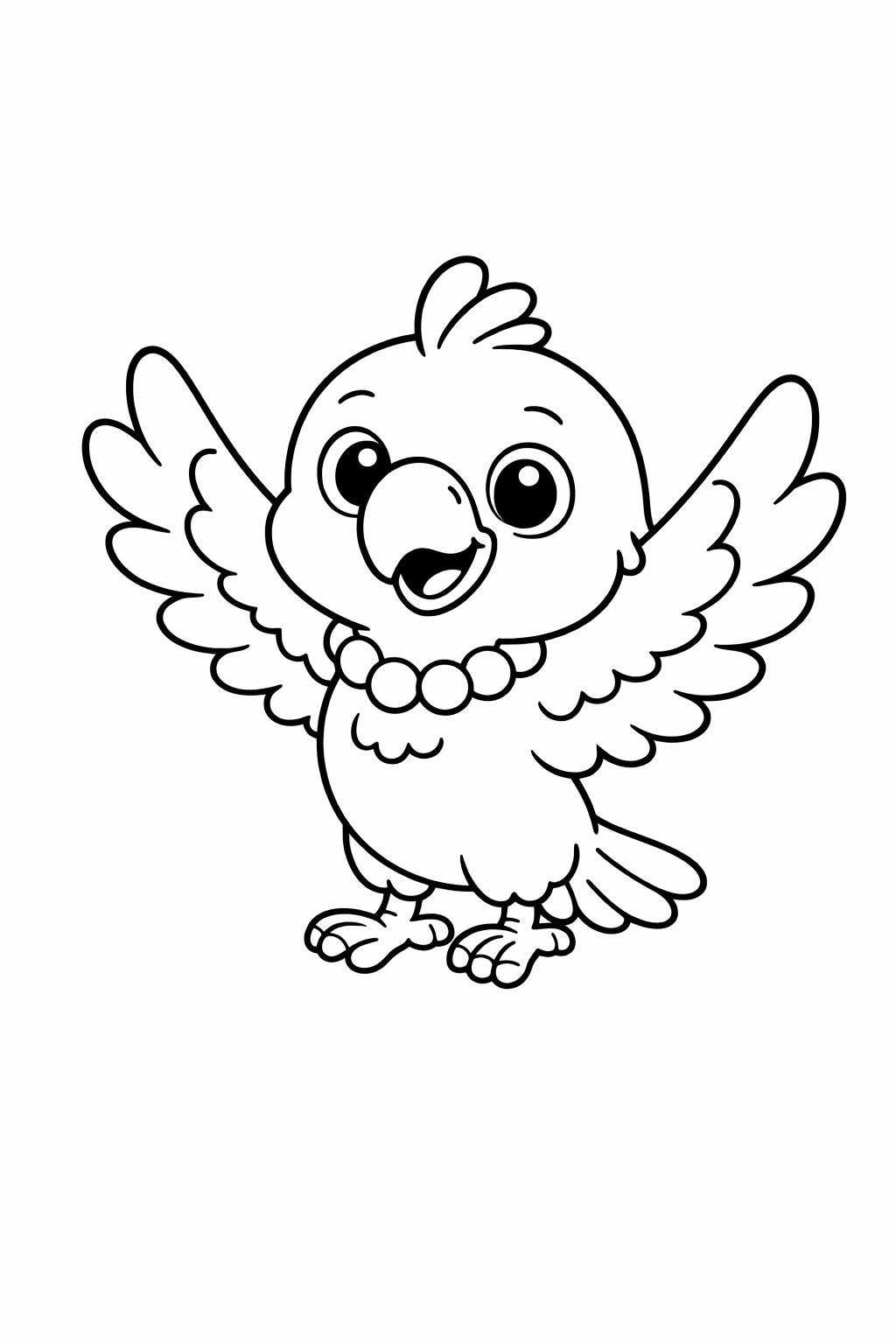 A cute parrot flapping its wings happily