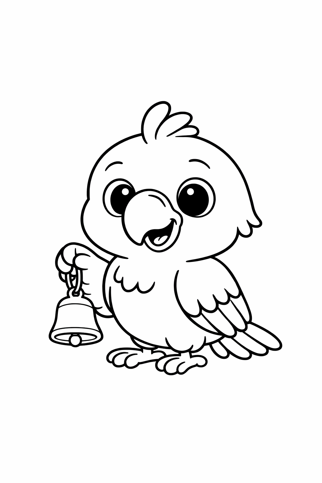 A cute parrot ringing a little bell