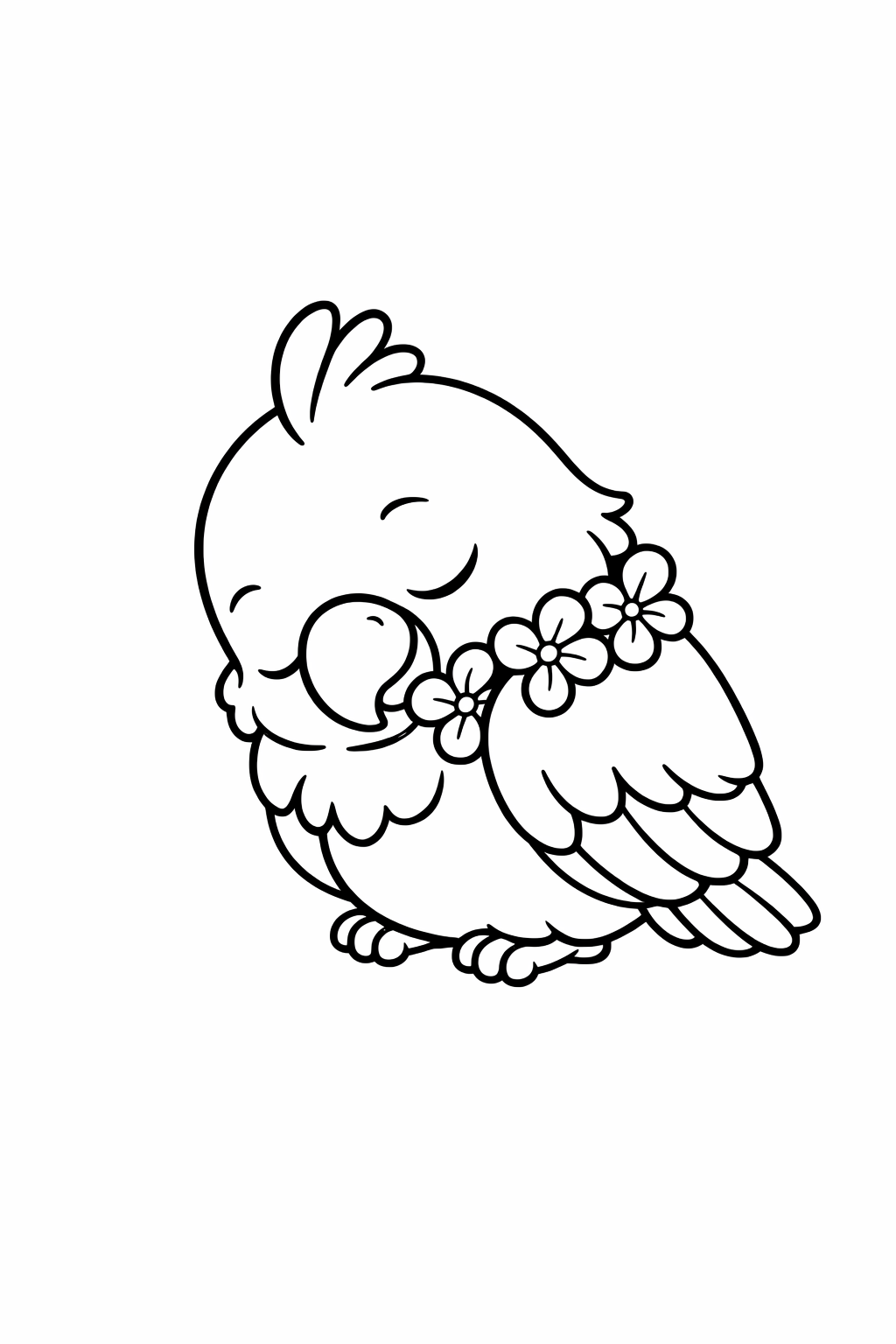 A cute parrot resting with its head tucked