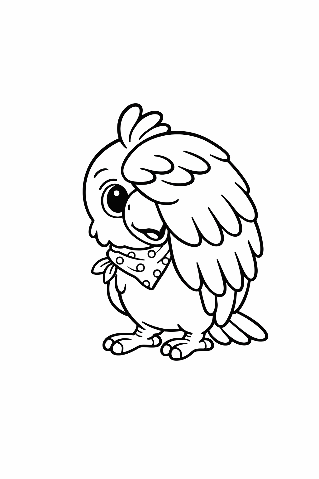 A cute parrot hiding under one wing