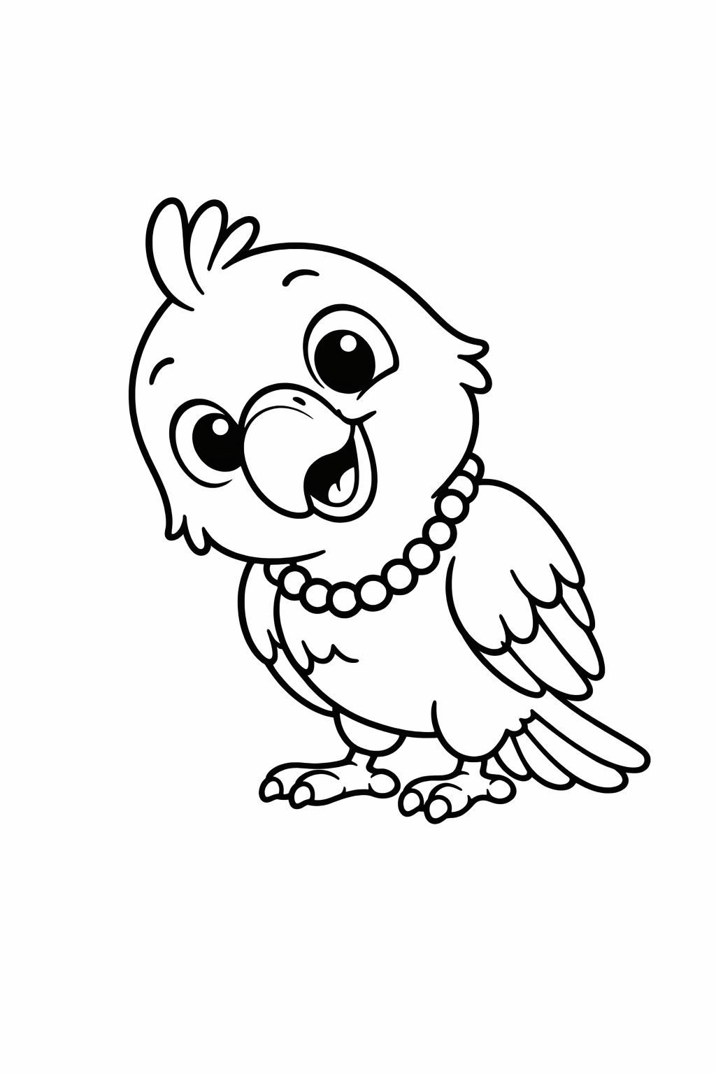 A cute parrot leaning in with a silly smile