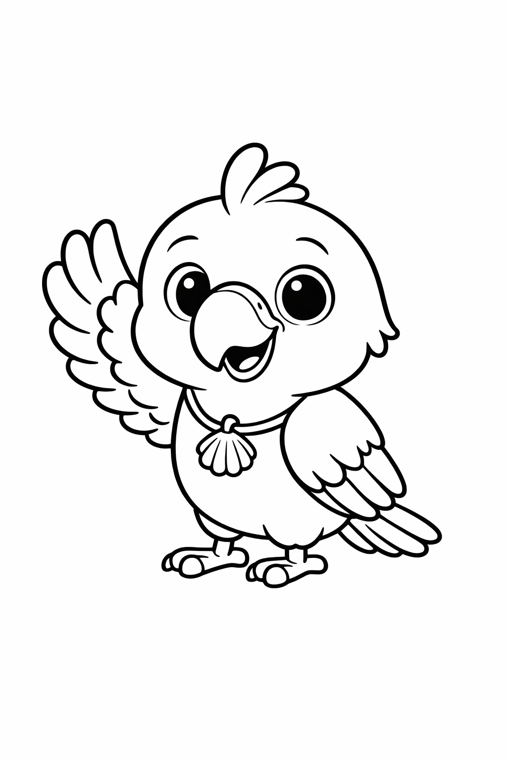 A cute parrot waving one wing