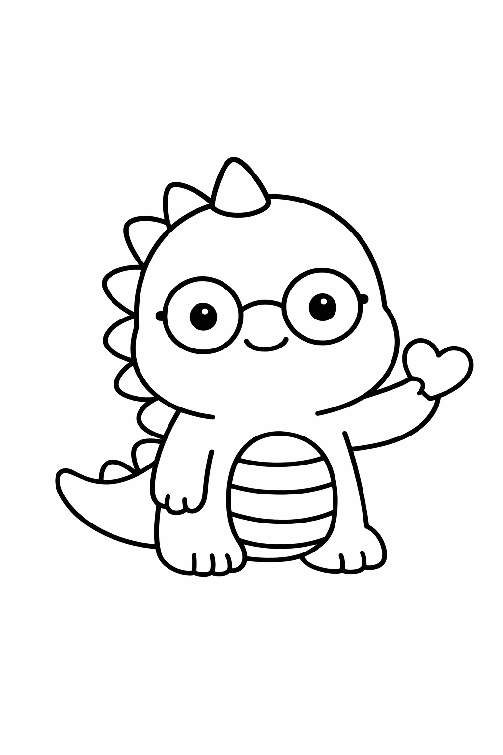 A dinosaur with round glasses and a smile.