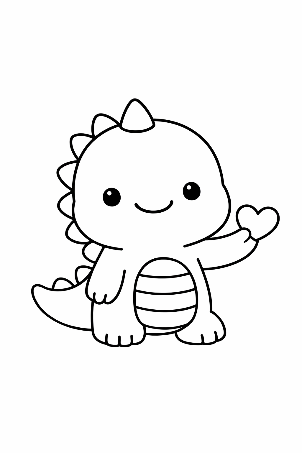 A dinosaur holding a small heart.