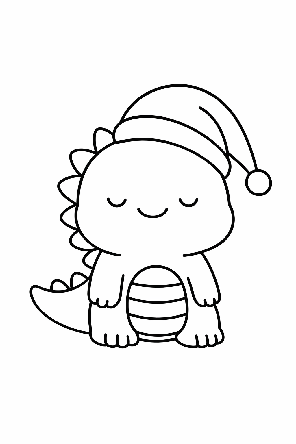 A dinosaur wearing a simple sleep cap, eyes closed.