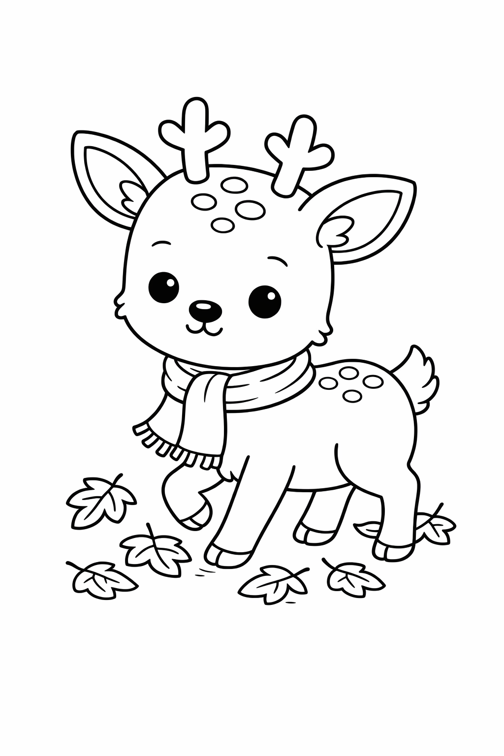 A fawn taking careful steps through leaves