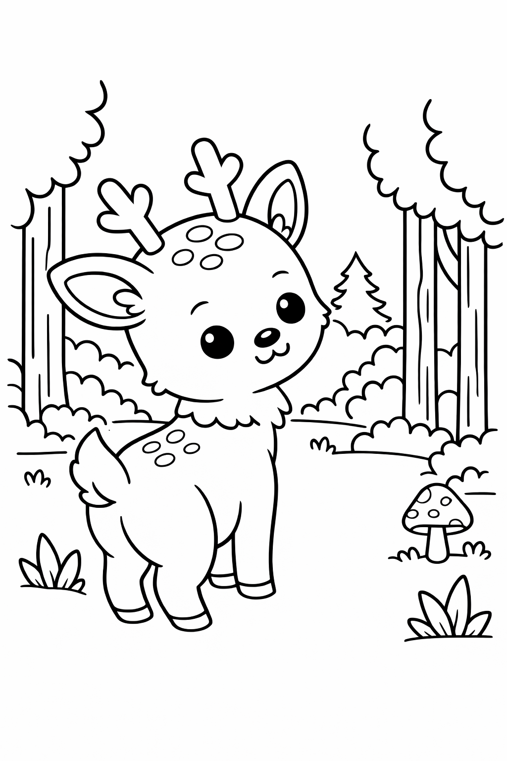 A deer glancing over its shoulder in the forest