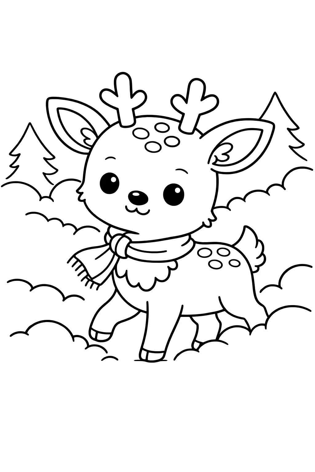 A deer walking through morning mist