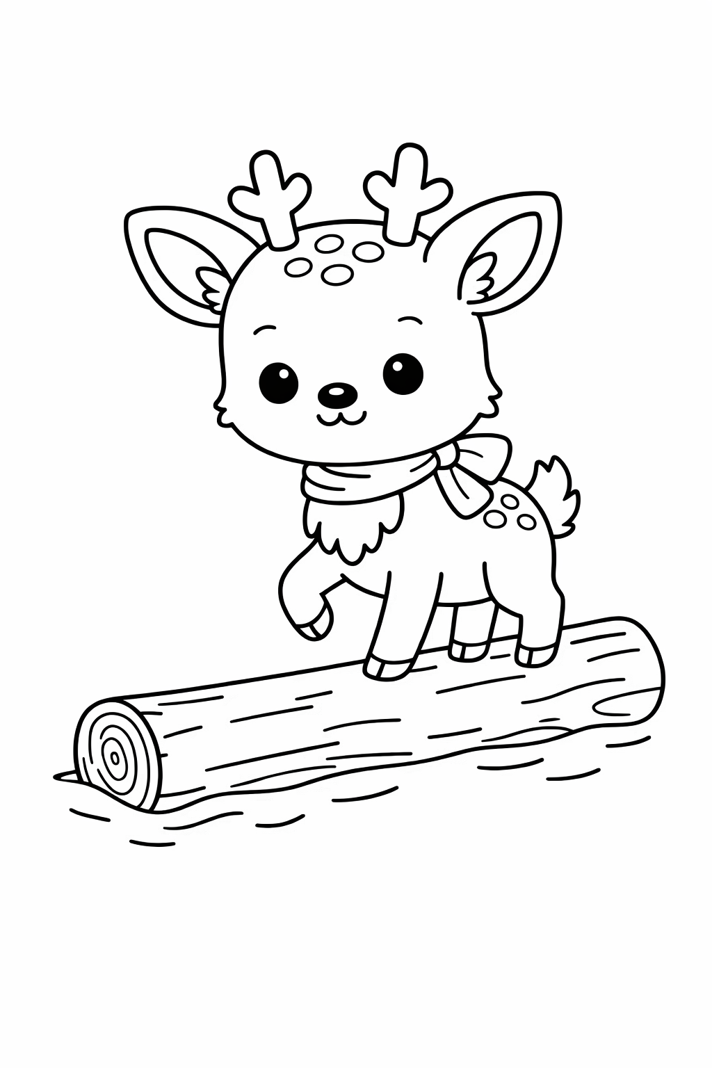 A deer crossing a narrow log