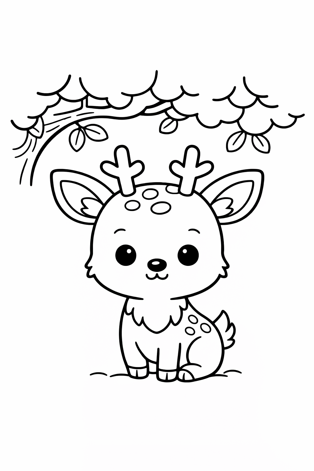 A graceful deer pausing under a tree canopy