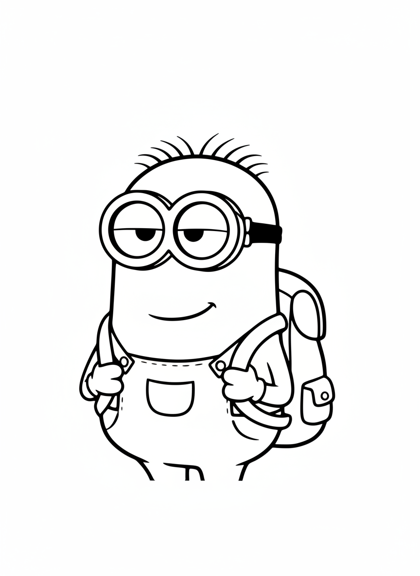 Minion after school with a backpack