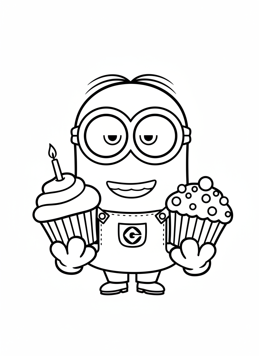 Minion with party cupcakes