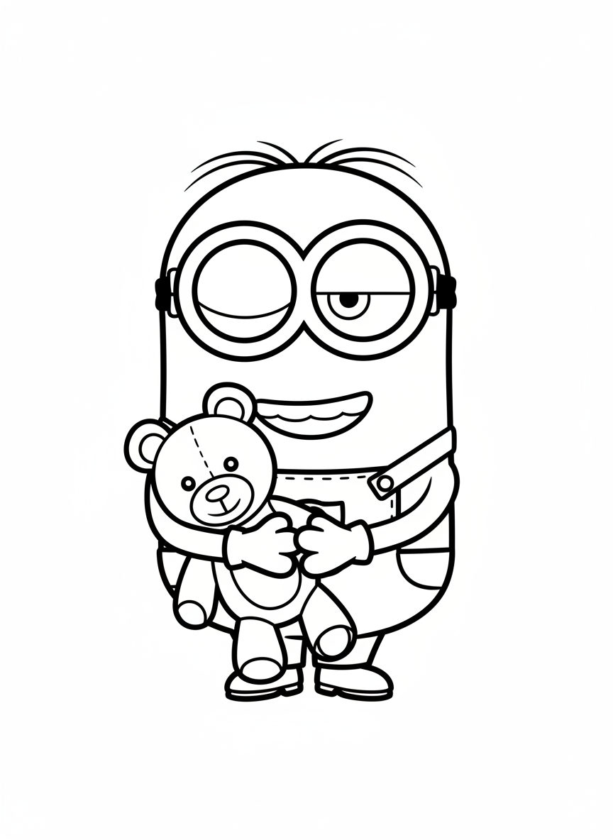 Minion hugging a teddy bear