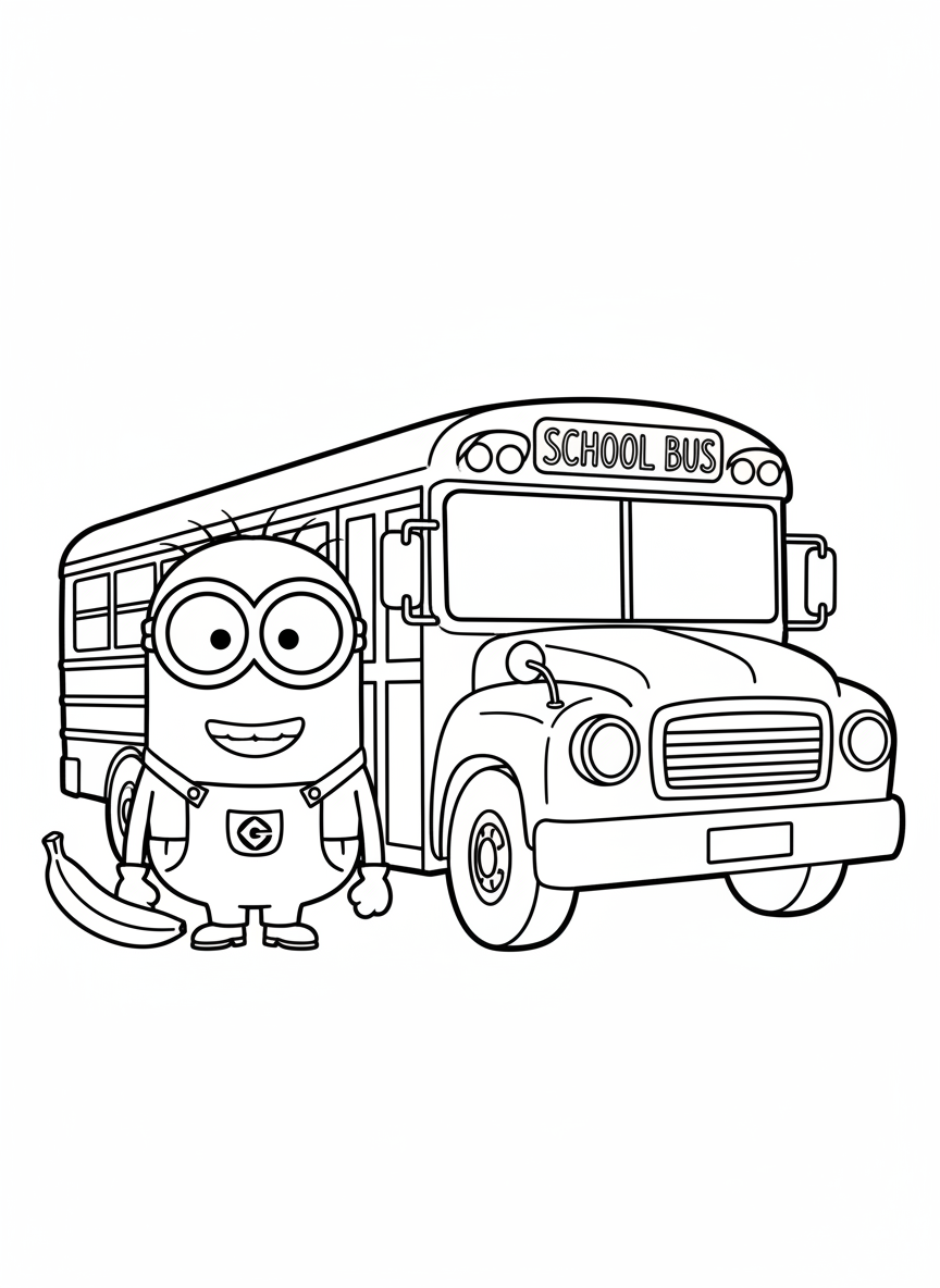 Minion by the school bus