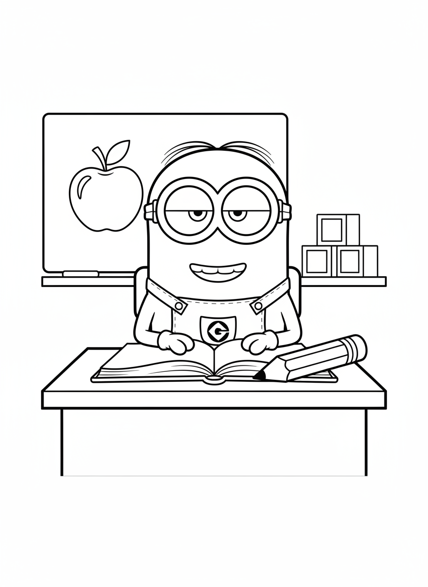 Minion at a classroom desk