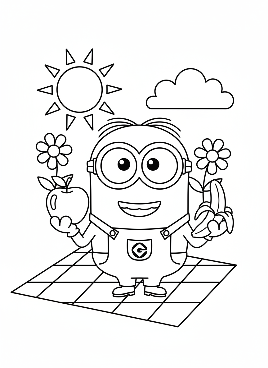 Minion on a picnic blanket