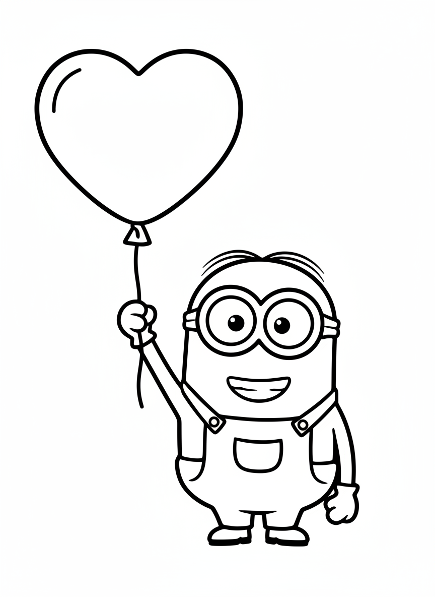 Minion with a big heart balloon