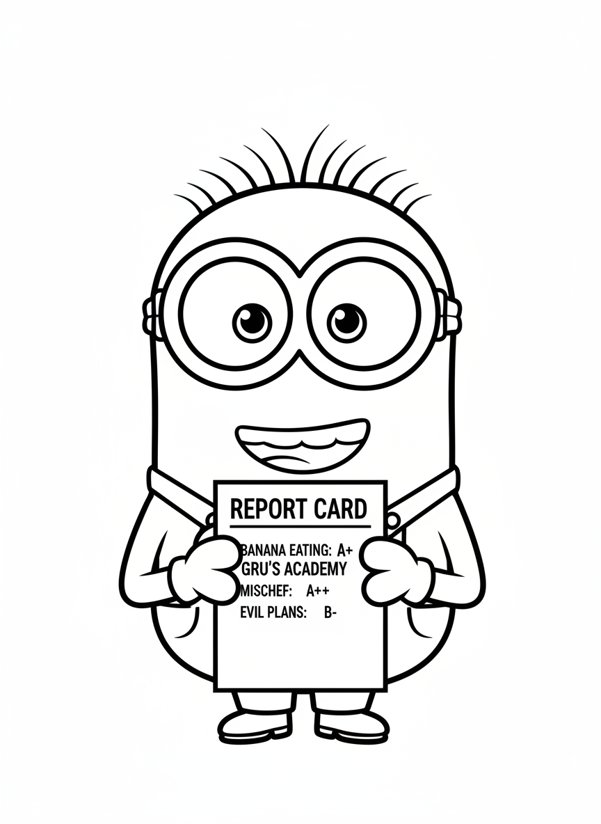 Minion with a report card